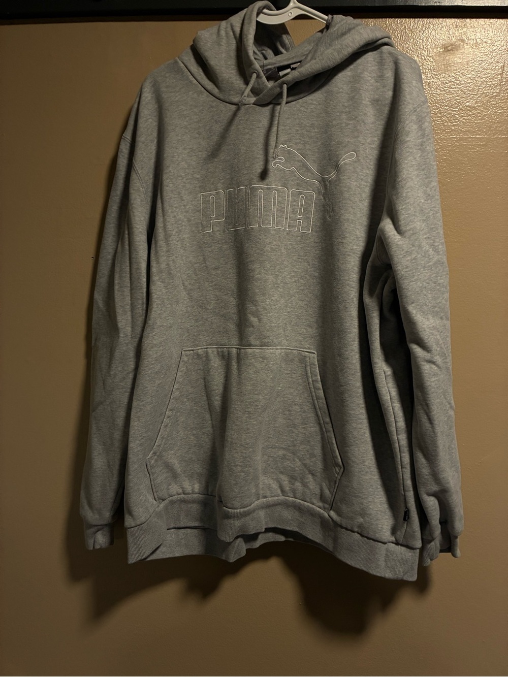 Puma Light Gray Pullover Hoodie with Embroidered Logo
